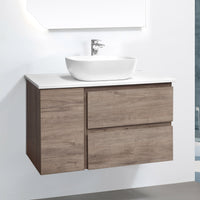 ALBANY 900mm Bowl Oak Timber Wall Hung Bathroom Vanity - Arova
