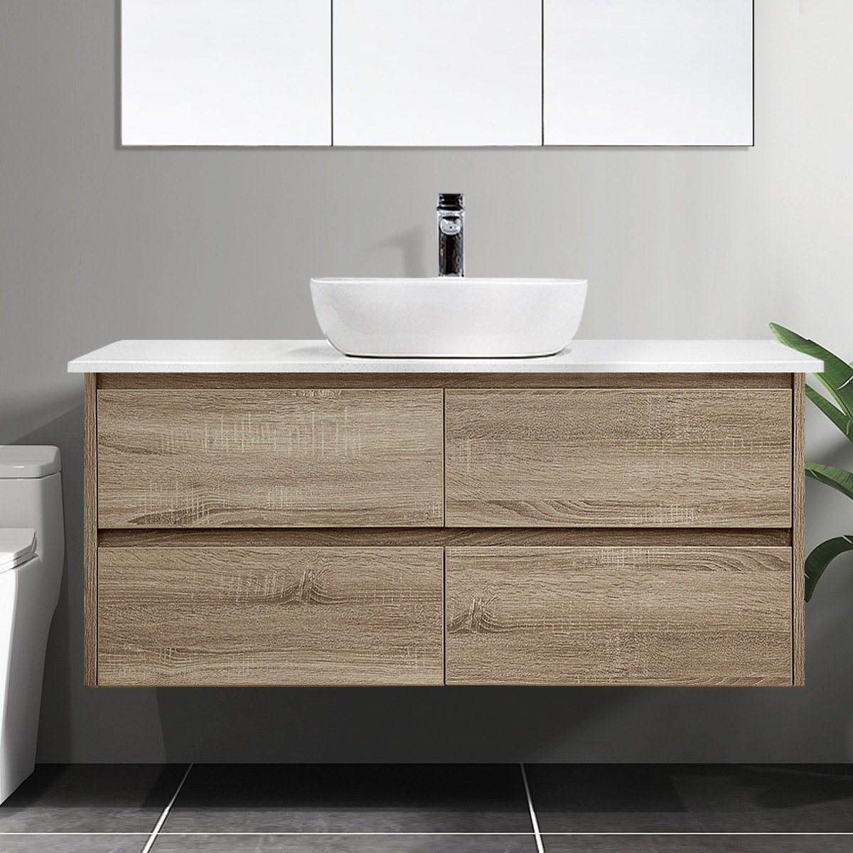 Kris 1200mm Wall Hung Bathroom Vanity Single Basin Timber Look