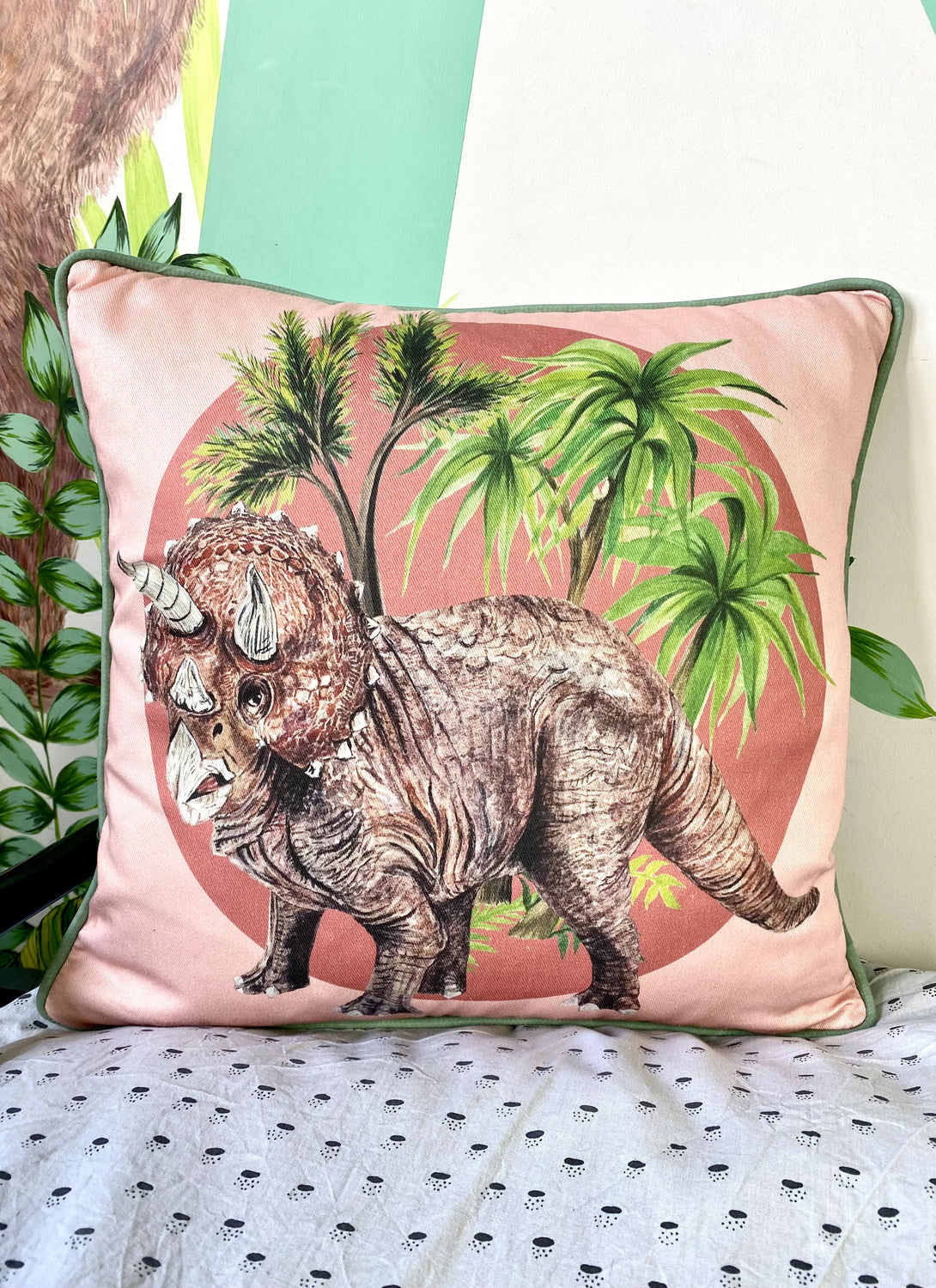 Triceratops Dinosaur Cushion Cover