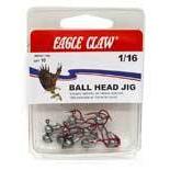 Eagle Claw Ball Head Fishing Jig Hooks, White, 1/16 oz, Pack of 10