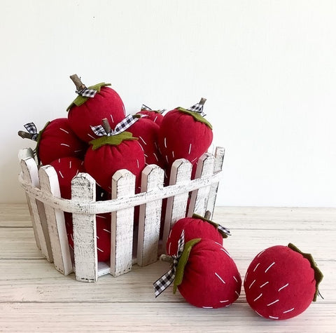 Hand-Embroidered Fabric Strawberry