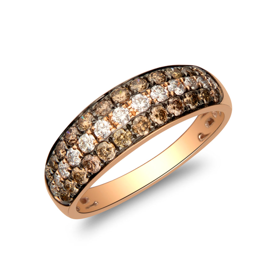 Delilah 14K Rose Gold Round-cut White and Brown Diamond Ring