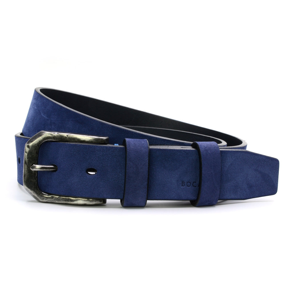 Blue Nubuk Leather Belt, Casual Collection | Bocane.com