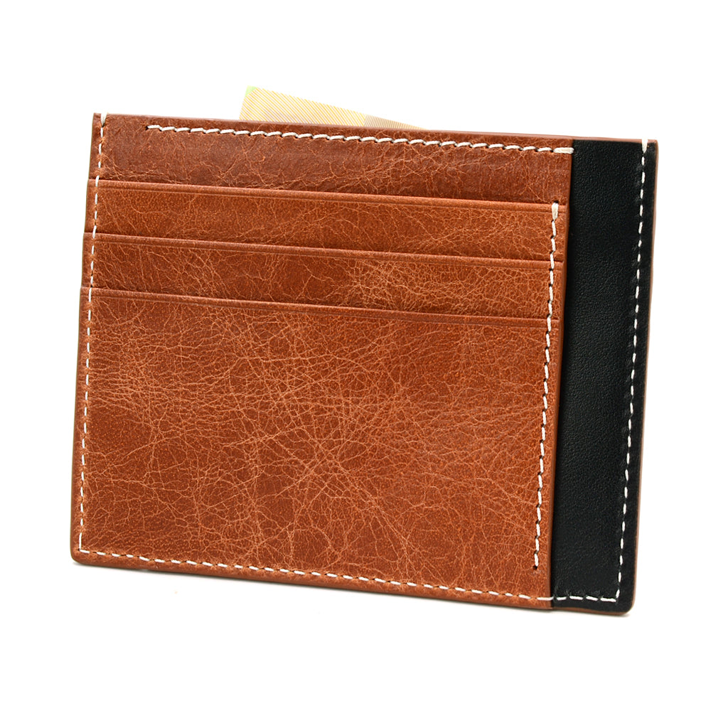Cognac Leather Wallet, Extra Slim, Antique Finish | Bocane.com