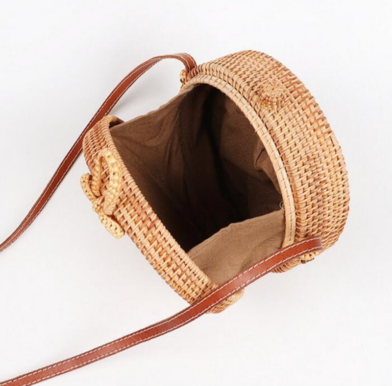 Round Straw Crossbody Bag - Boo! Baby