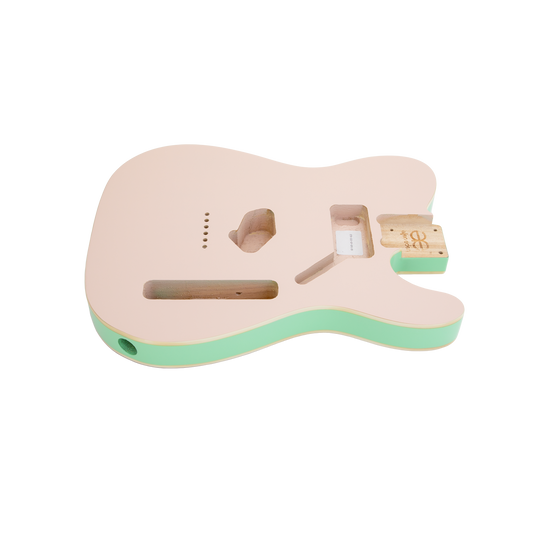 AE Guitars® T-Style Paulownia Guitar Body Shell Pink and Seafoam Green Sides