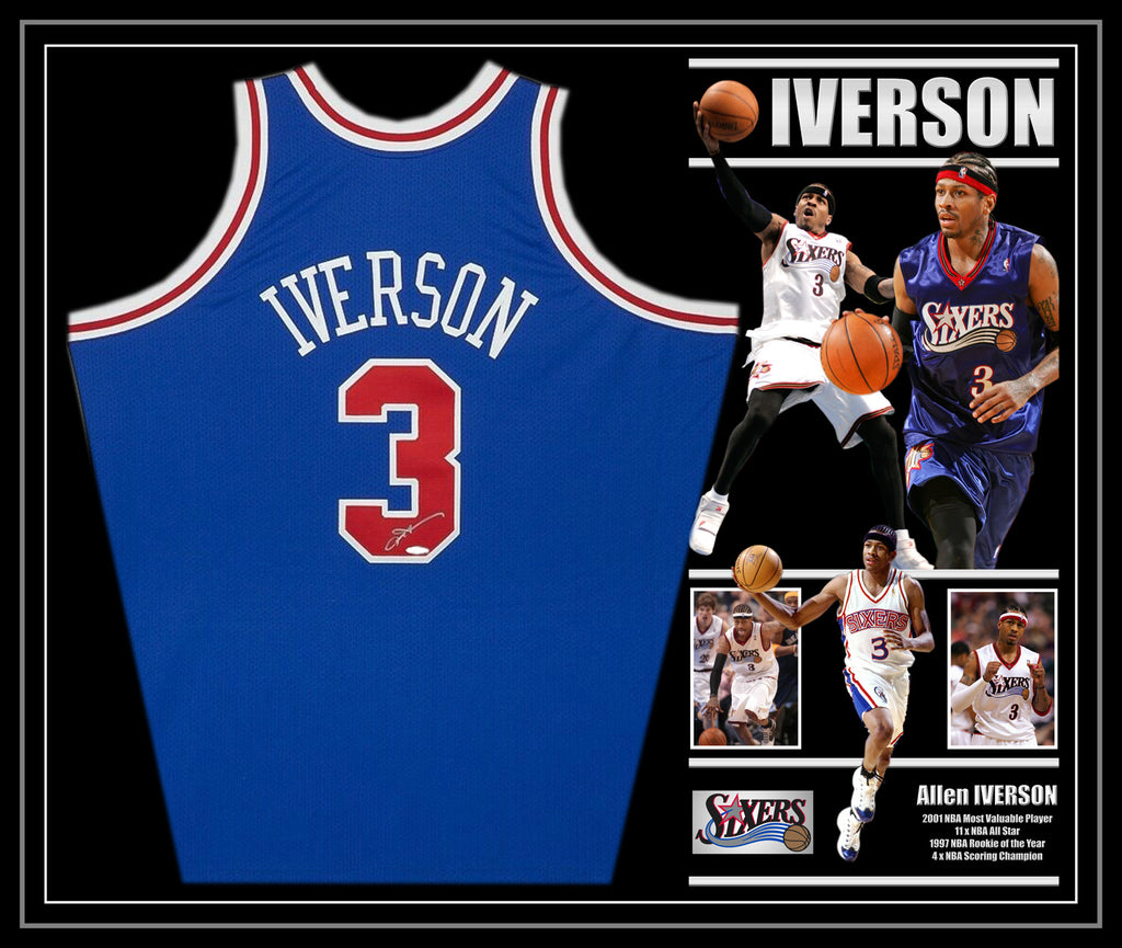 2001 Allen Iverson Philadelphia 76ers Sixers Blue Alternate NBA