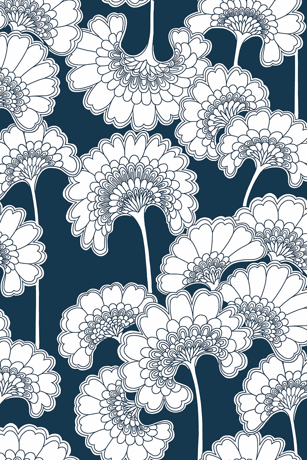 Teal And Grey Flower Wallpaper