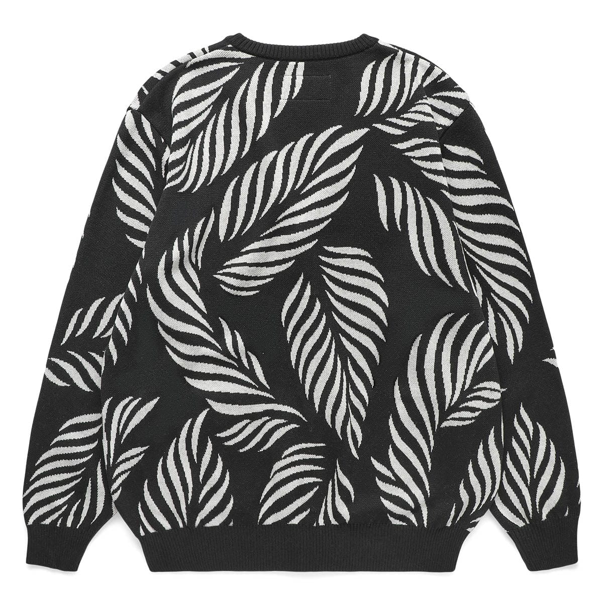 LEAF JACQUARD CARDIGAN BLACK/GREY | Bodega