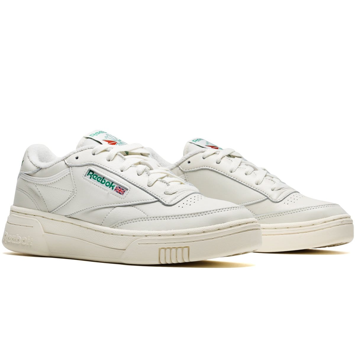 reebok club c white and green trainers