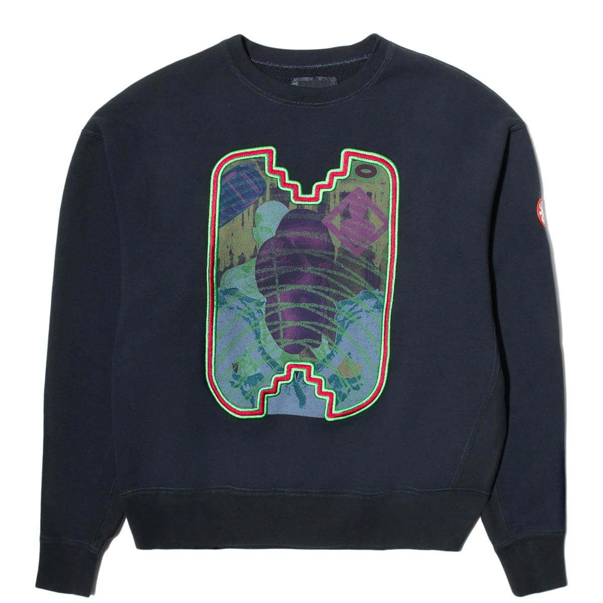 Overdye Embroidered Frame Crew Neck Black – Bodega