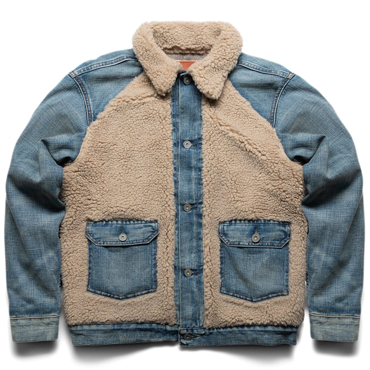 FLEECE-PANELED DENIM JACKET