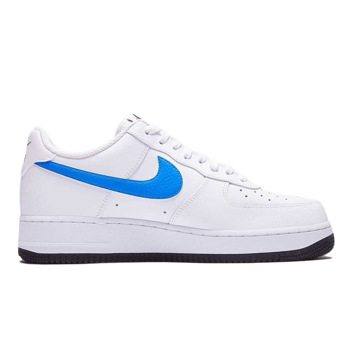 white air force 1 with blue and red swoosh