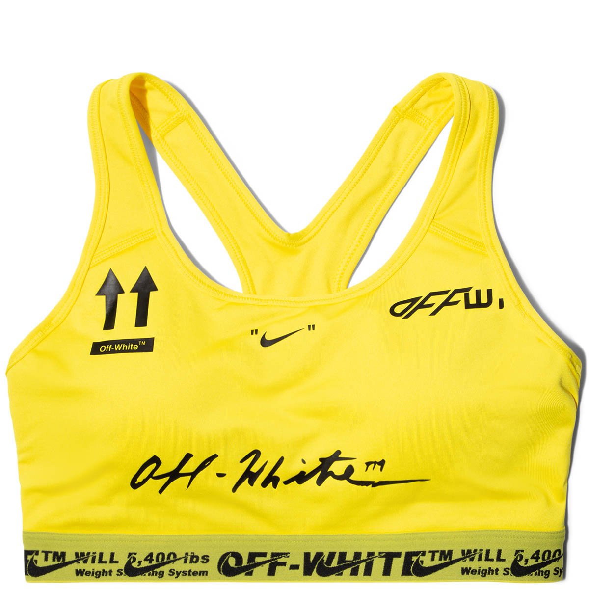 nike off white yellow sports bra