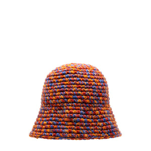 MELANGE YARN KNIT BUCKET HAT BLACK ORANGE | Hat BLACK TRUSSARDI