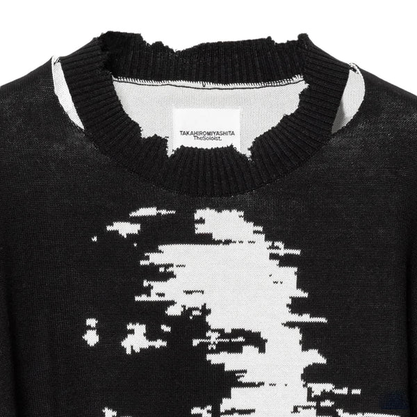 LOOSE FIT CREWNECK SWEATER BLACK/WHITE | Bodega – Bodega Store