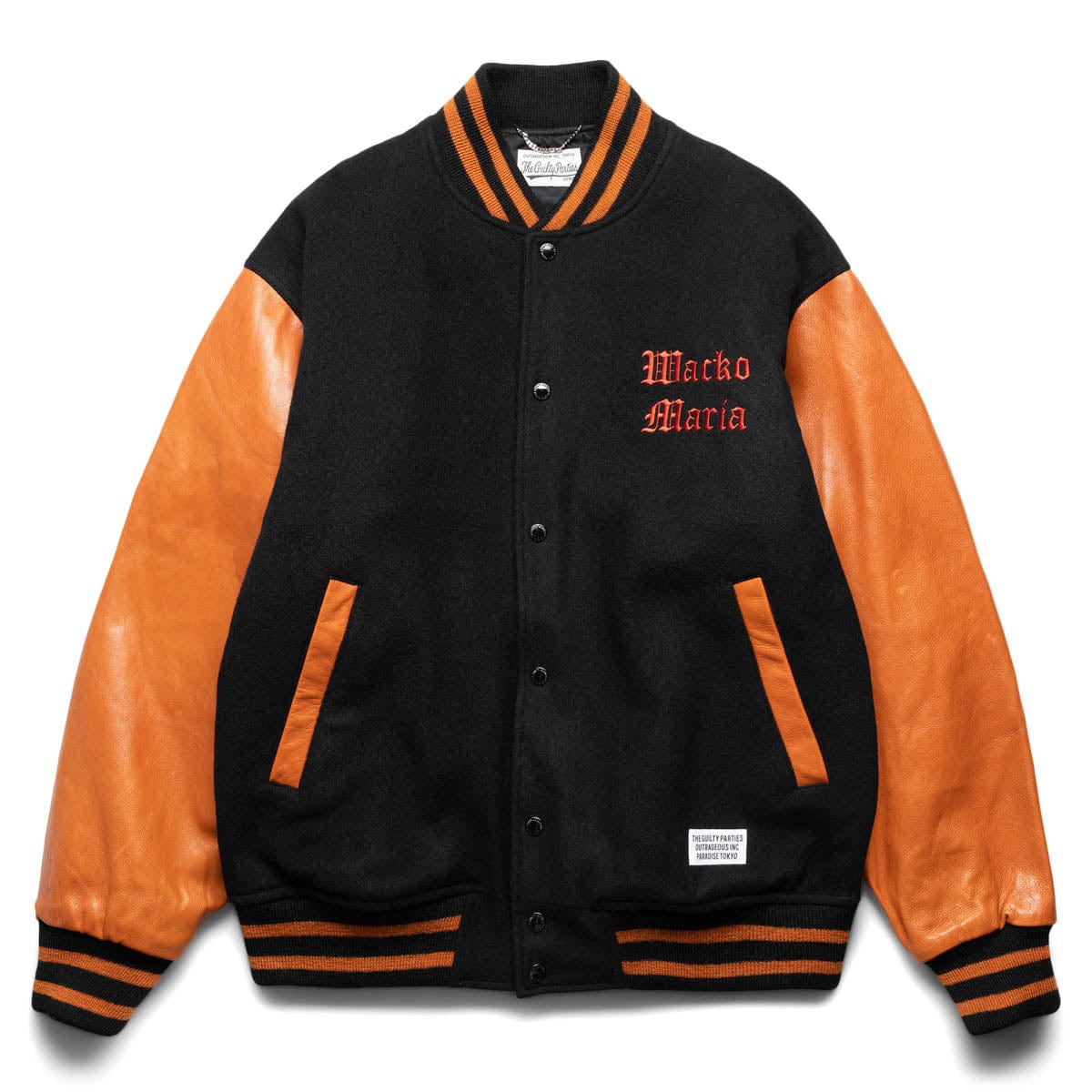 VARSITY JACKET -B- (TYPE-3) BLACK/BROWN | Bodega