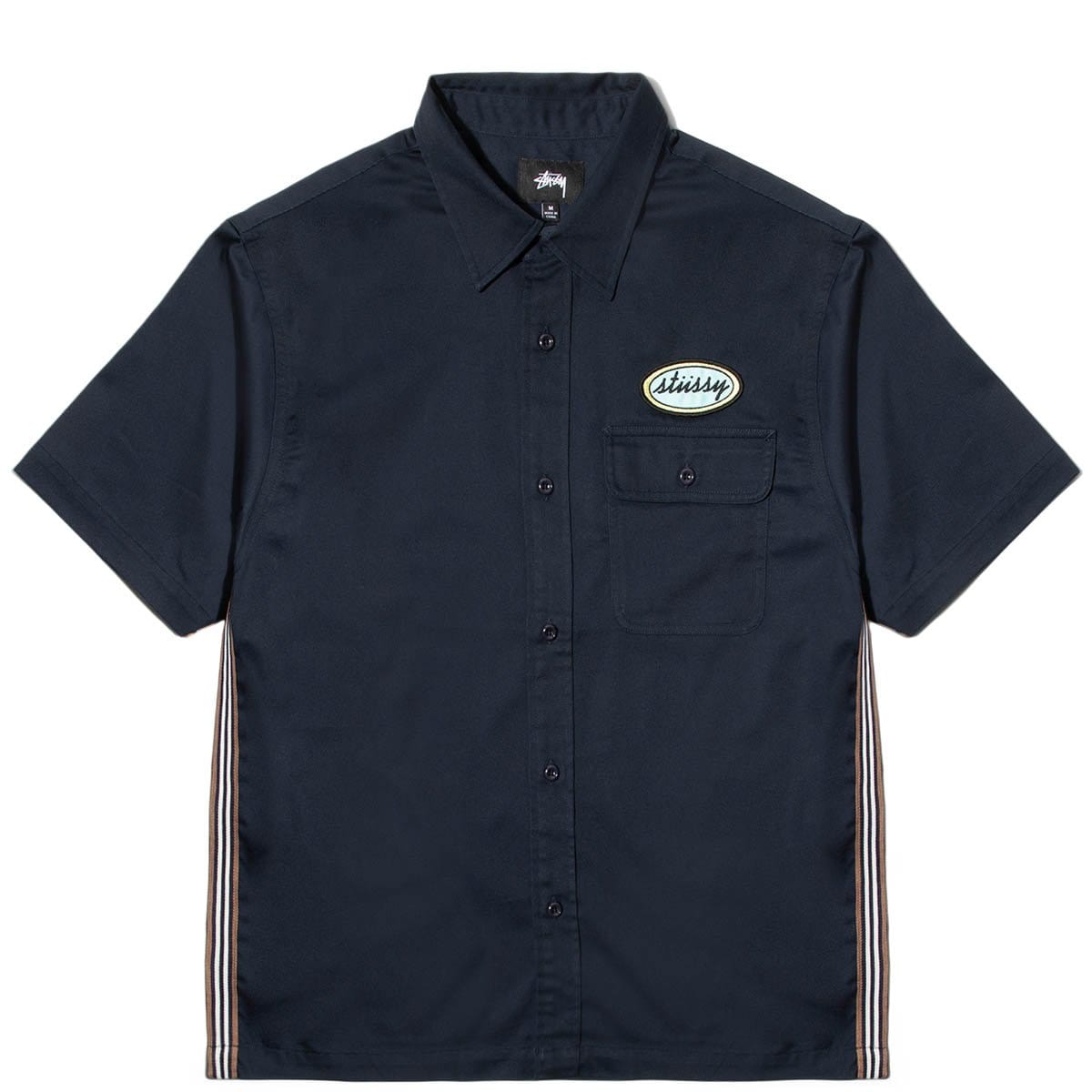 stussy garage short sleeve zip-up shirt