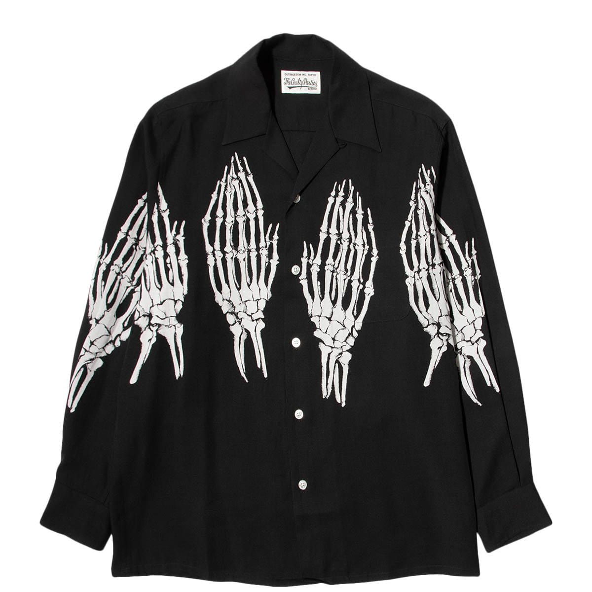 HAWAIIAN SHIRT L/S ( TYPE-5 ) Black/White