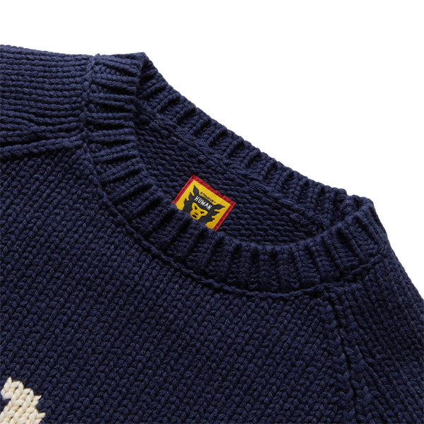 BEAR RAGLAN KNIT SWEATER NAVY | Bodega