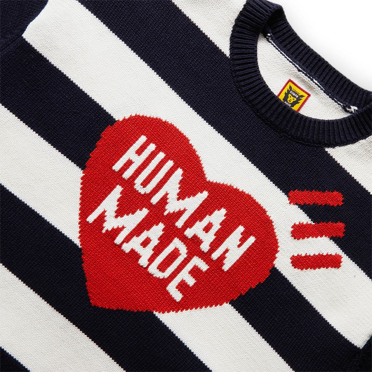 STRIPED HEART KNIT SWEATER NAVY | Bodega – Bodega Store