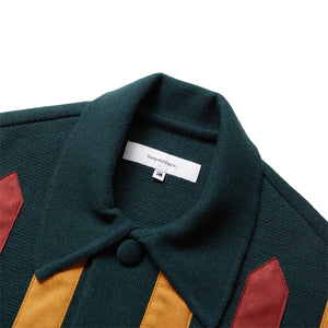 FAUX SUEDE SUEDE RASTA KNIT CARDIGAN DARK GREEN | StclaircomoShops