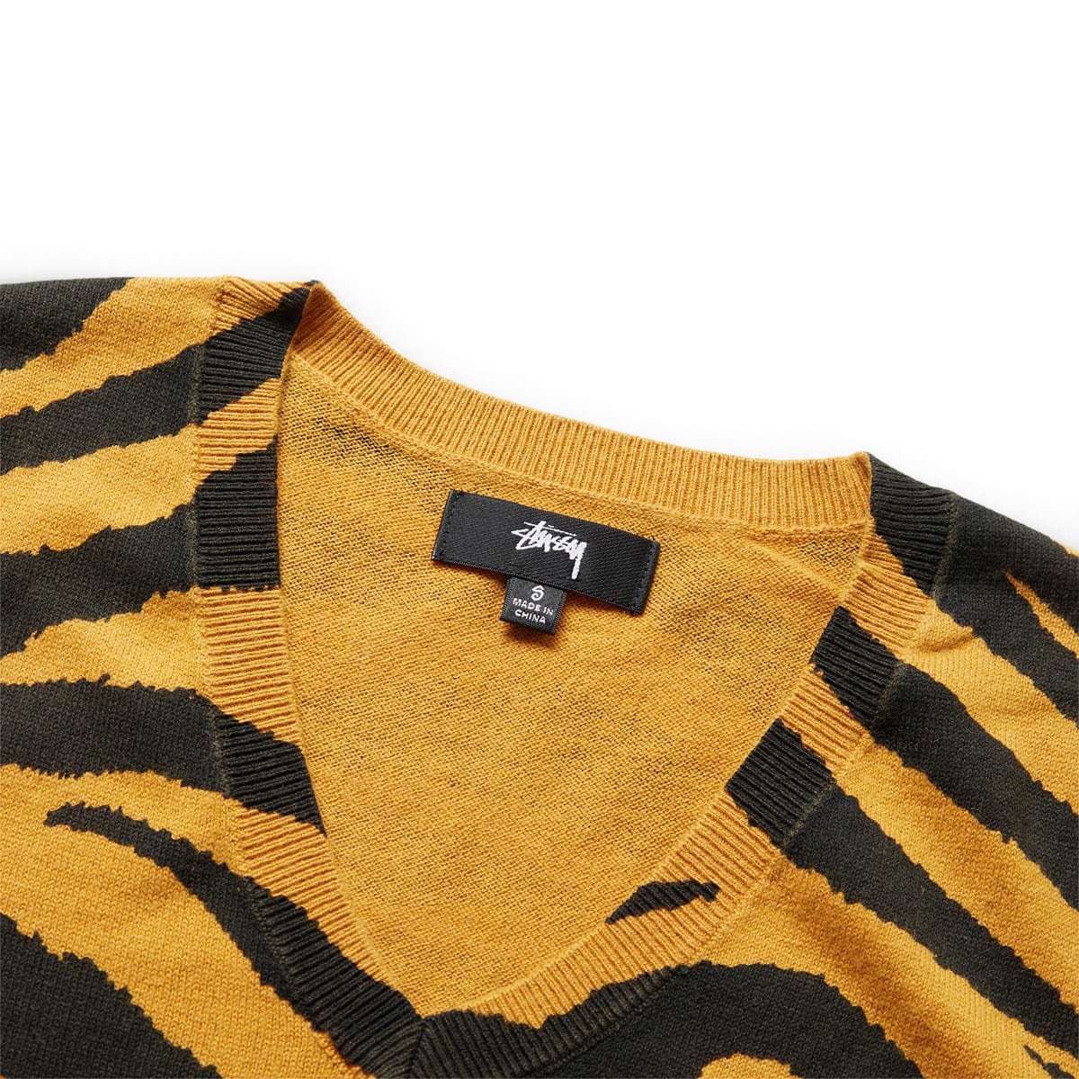 TIGER PRINTED SWEATER VEST MUSTARD | Bodega