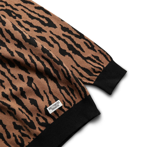 LEOPARD KNIT POLO SHIRT BROWN | Bodega