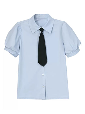 Academic Core Short Sleeve Shirt with Tie - ntbhshop