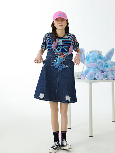 Lilo & Stitch Denim Overall Dress-Overalls-ntbhshop