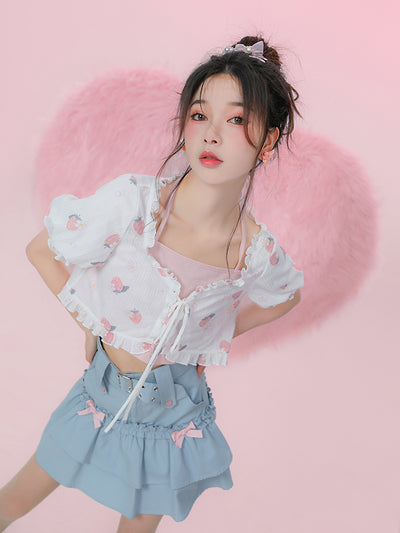 Strawberry Crop Tops-Outfit Sets-ntbhshop