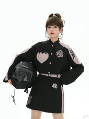 Racing Girl Crop Jacket & Mini Skirt-Outfit Sets-ntbhshop
