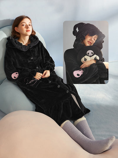 Kuromi Fleece Nightgown-Pajamas-ntbhshop