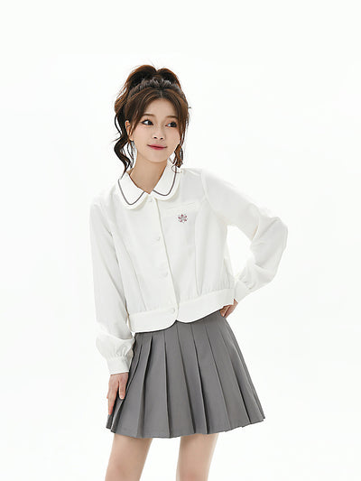 Hana Jk Uniform Crop Blouse-Shirts & Tops-ntbhshop