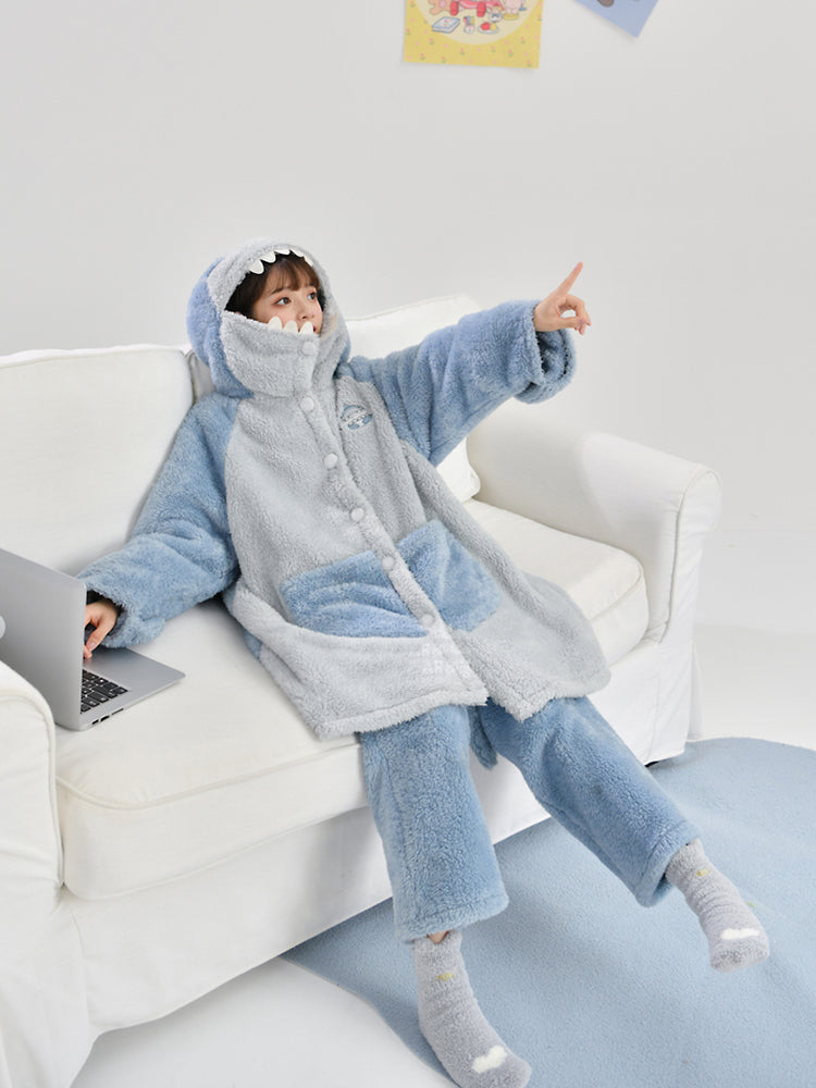 Cozy Grey Fleece Polar Bear Pajama Set