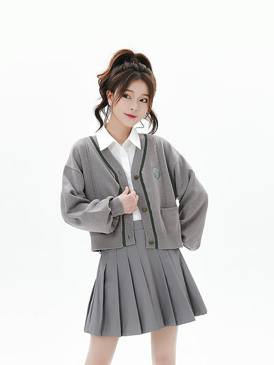 Academy Jk Uniform Crop Cardigan-Coats & Jackets-ntbhshop