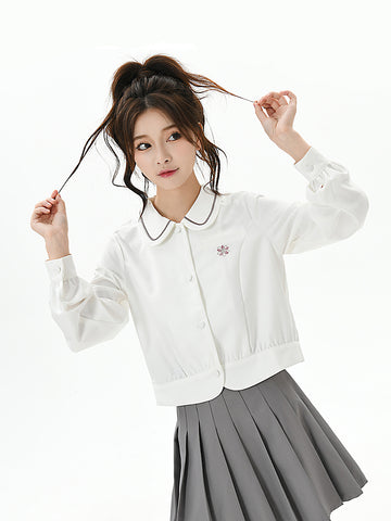 Hana Jk Uniform Crop Blouse-Shirts & Tops-ntbhshop