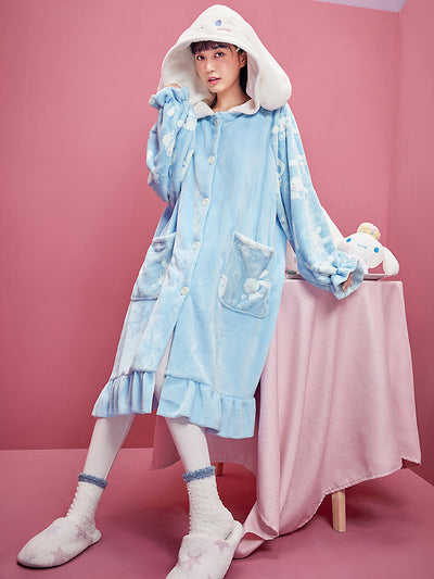 My Melody Cinnamoroll Fleece Nightgown-Pajamas-ntbhshop