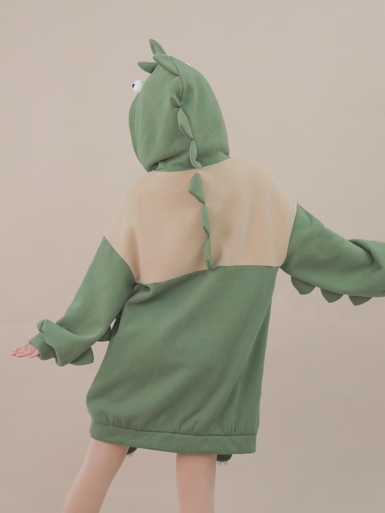 Green Dinosaur Hoodie Dress-ntbhshop