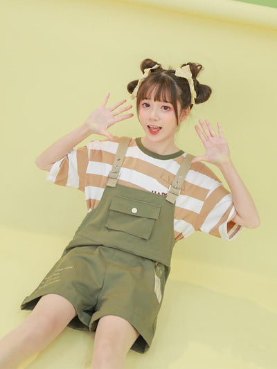 Happy Cactus Tee & Overall Shorts-Outfit Sets-ntbhshop