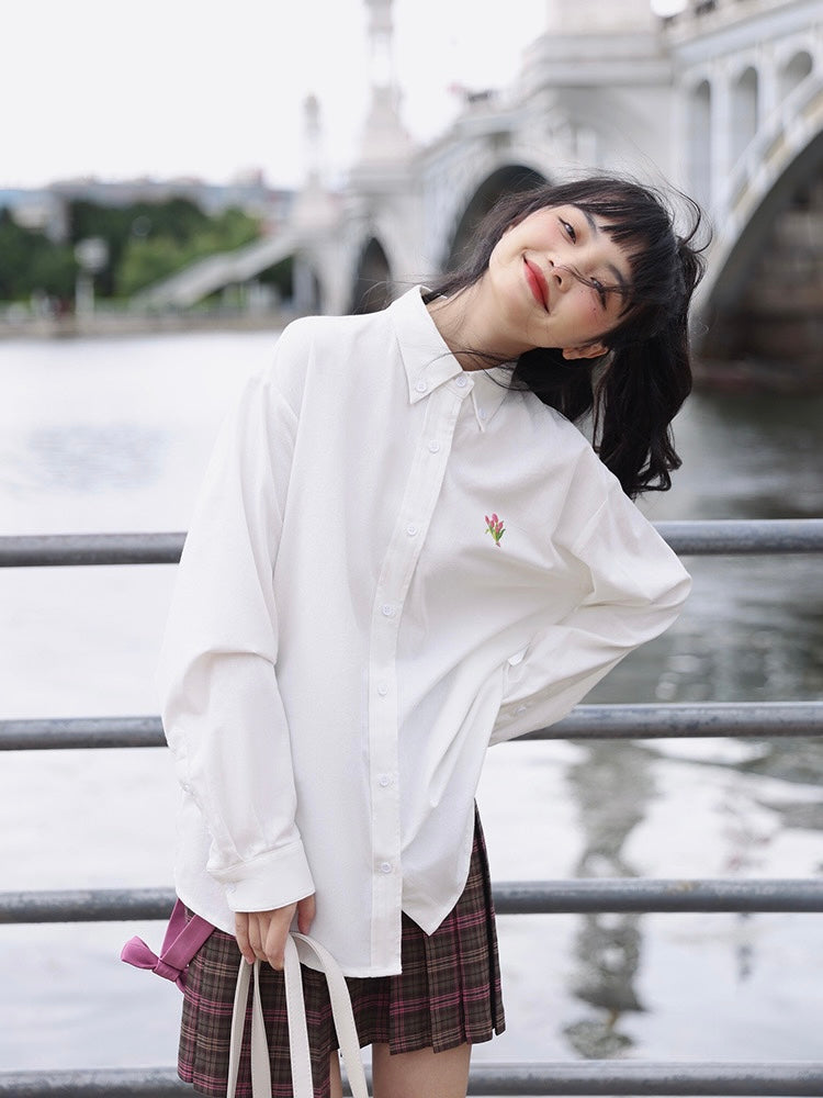 Tulip Dream Embroidery Shirt-ntbhshop