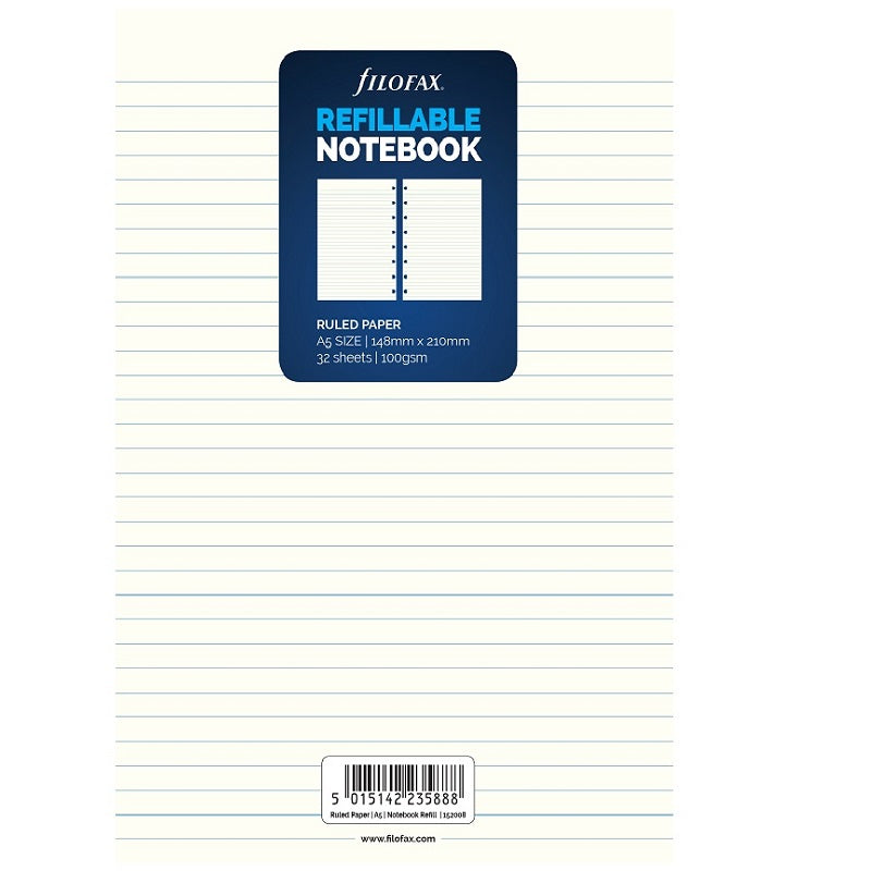 Filofax - Notebook A5 Ruled Paper Refill - LIVTEK INDIA PVT LTD