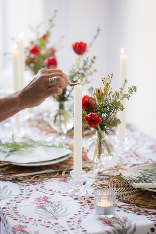 Lighting the candles- Snapdragon Edinburgh x Truffle Tablescapes