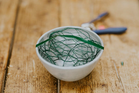 Bowl & chicken wire - sustainable way to hold flowers