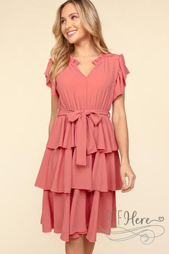 PREORDER: Mauve Majesty: Cascading Ruffles Midi Dress (Ships End of May)