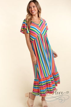 Sunshine Stripes: Playful & Colorful Summer Midi Dress