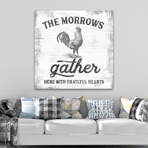 Gather Here Rooster Sign | Custom Farmhouse Rooster Decor