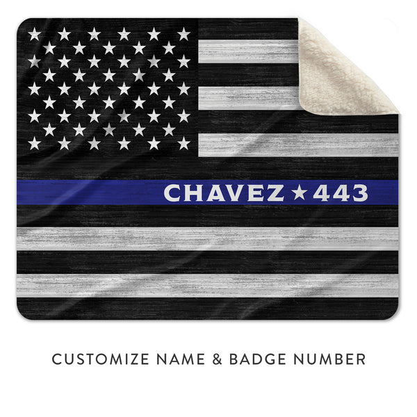 Custom Sherpa Blankets For Thin Blue Line Blue Lives Matter Police Officer Appreciation