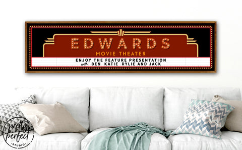 Classic Vintage Cinema Theater Sign Customized Wall Art - Pretty Perfect Studio