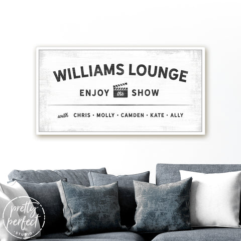 Enjoy The Show Movie Lounge Custom Name Sign Customized Wall Art - Pretty Perfect Studio